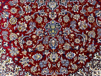 8'1"x11'6" Extra Fine Hand-Knotted Wool & Silk Isfahane Rug