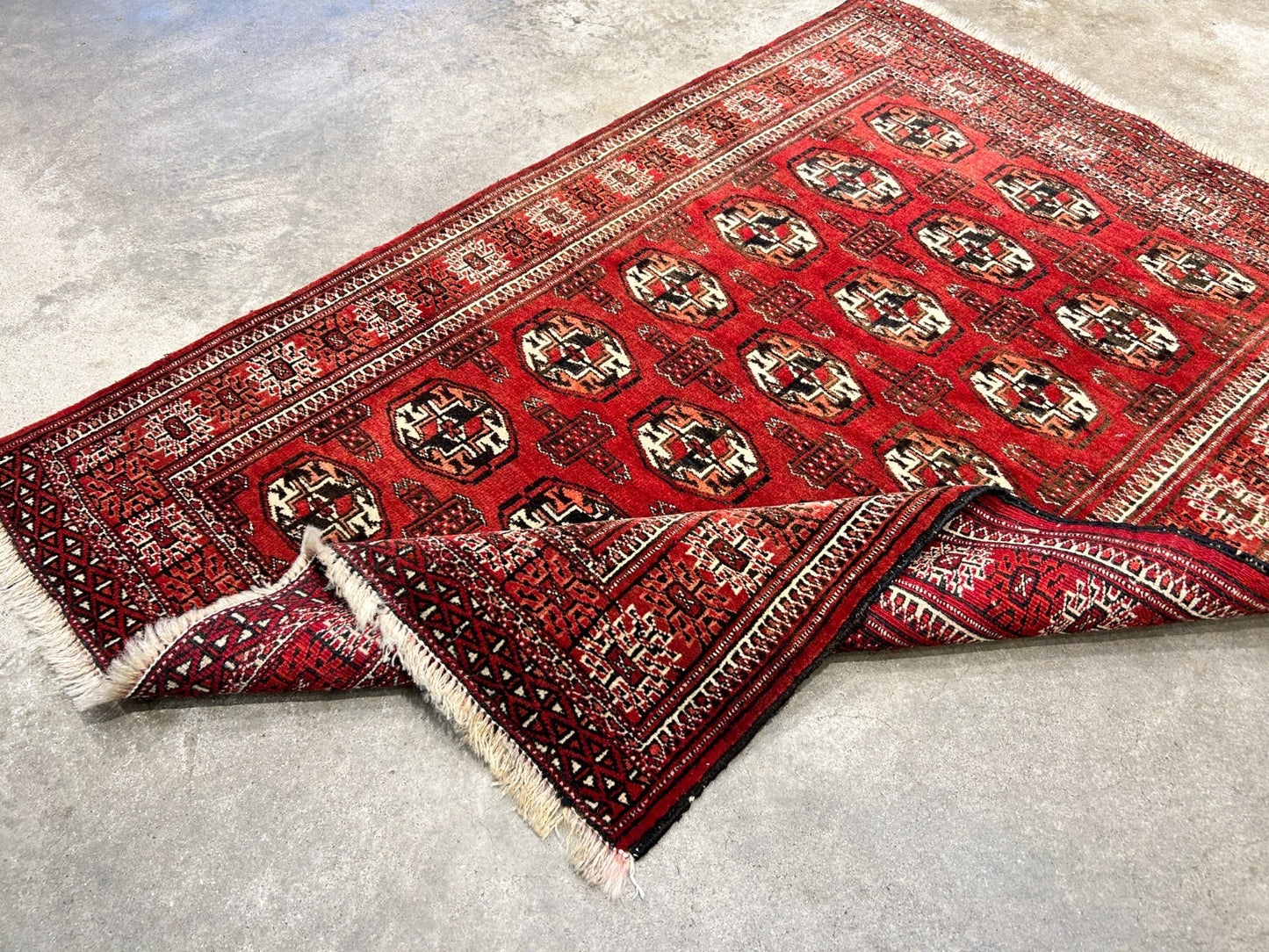 3'x4'2" Hand-Knotted 100% Wool Pile Turkaman Bokhara Rug