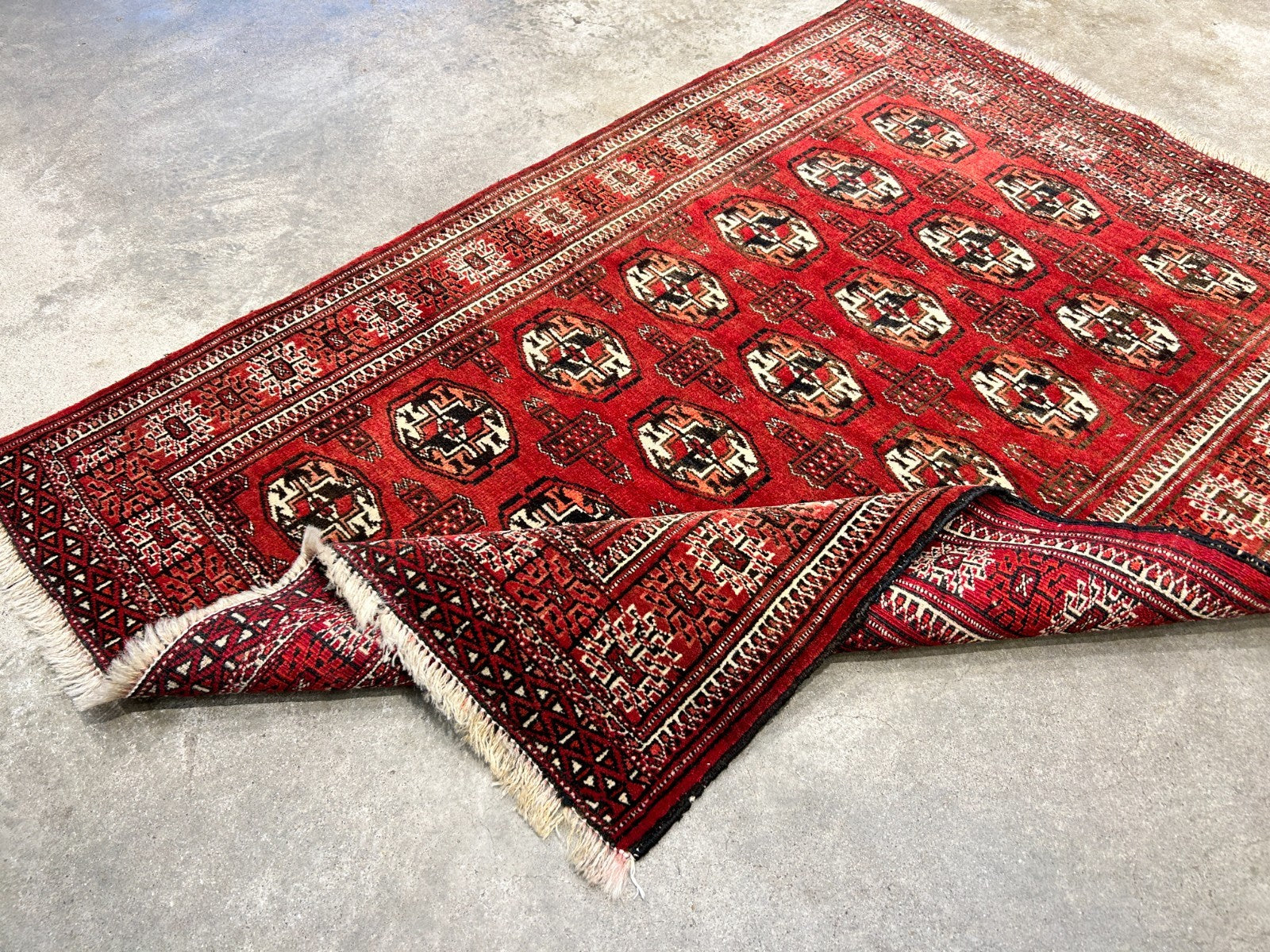 3'x4'2" Hand-Knotted 100% Wool Pile Turkaman Bokhara Rug