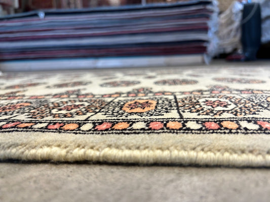 3'1"x4'9" Hand-Knotted 100% Wool Pile Bokhara Rug