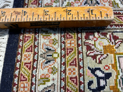 6'7"x9'7" Fine Hand-Knotted Wool & Silk Blend Tabrize Mahi Carpet - Area Rug