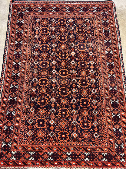 3'2"x4'6" Hand-Knotted 100% Wool Pile Afghan Area Rug