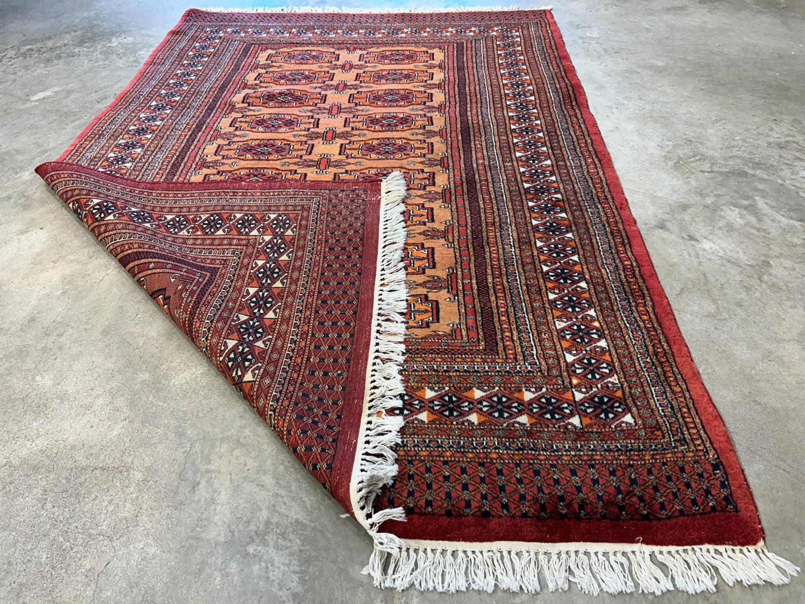 4'2"x6' Hand-Knotted 100% Wool Bokhara Area Rug - Carpet