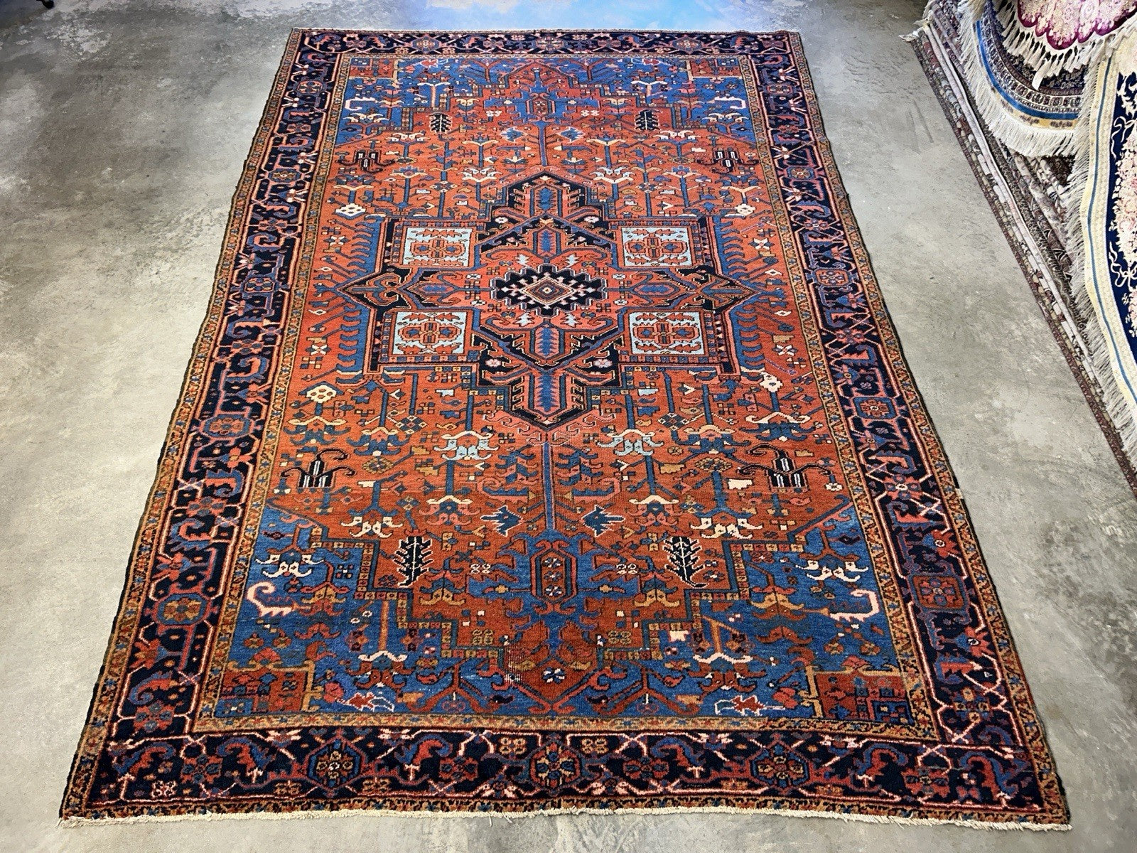 Collector Item- 7’9”x11’5” Antique Hand-Knotted 100% Wool Pile Serapie Area Rug