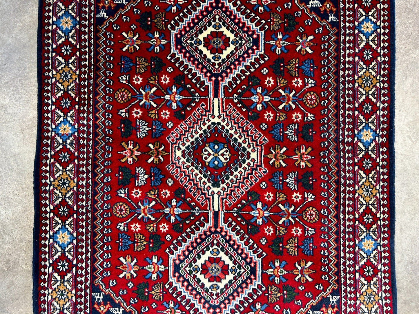 3'3"x5' Hand-Knotted 100% Wool Pile Yalamehe Rug