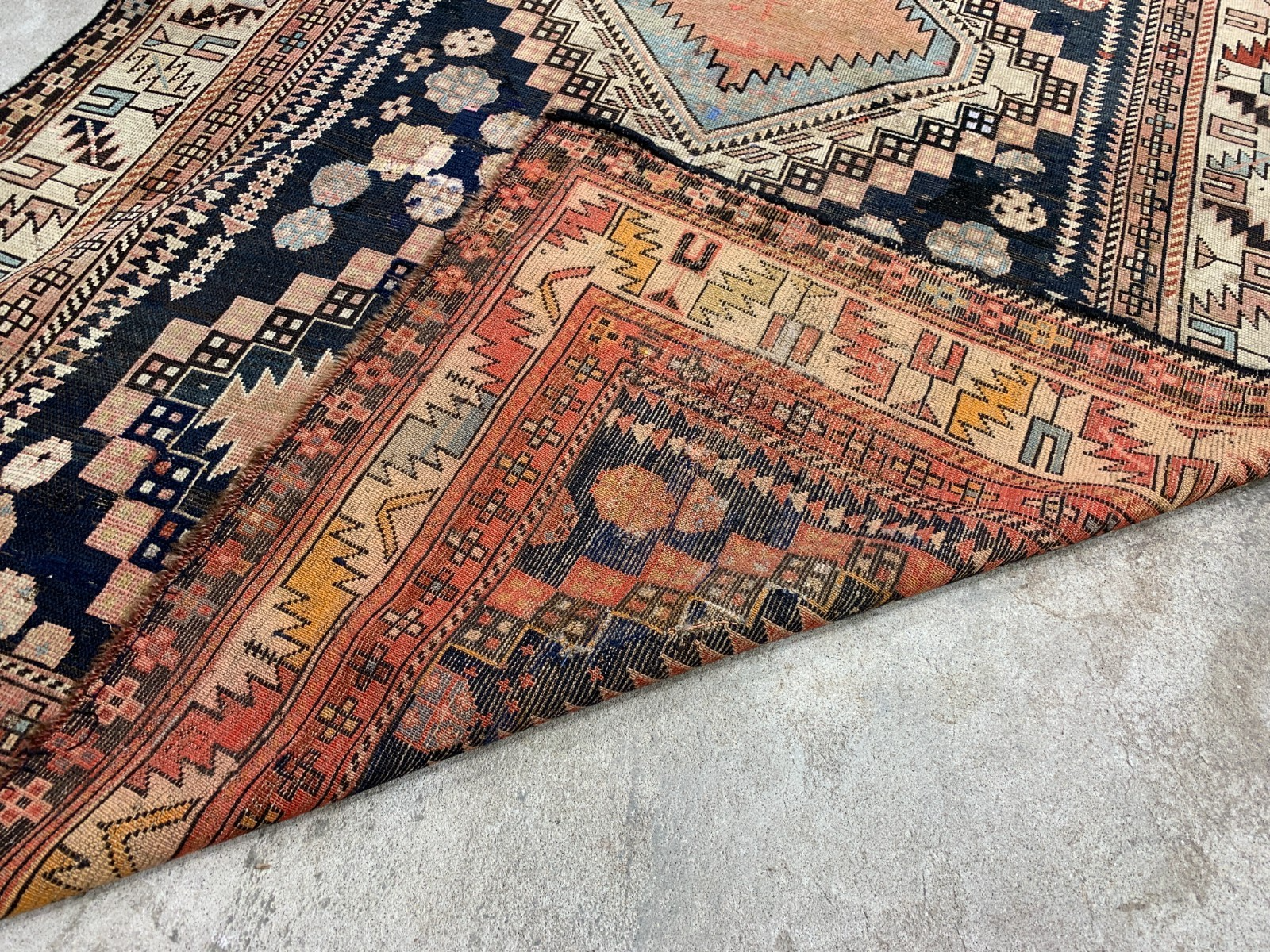 4'9"x10'2" Collector Antique Hand-Knotted 100% Wool Pile Caucasian Rug