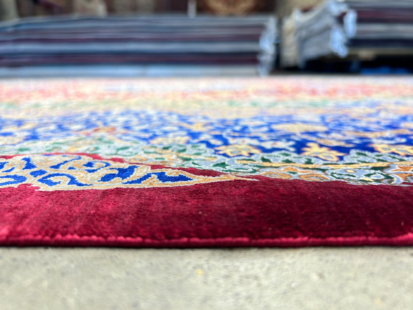 6'6"x10' Exquisite Extra-Fine Hand-Knotted 100% Silk Qume Carpet - Area Rug