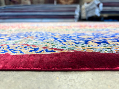 6'6"x10' Exquisite Extra-Fine Hand-Knotted 100% Silk Qume Carpet - Area Rug