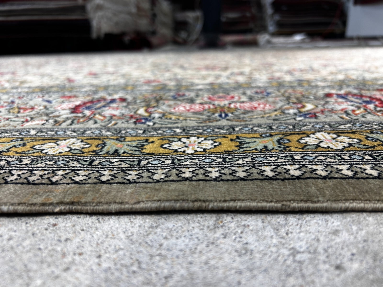 7'x11'6" Very Fine Hand-Knotted Wool & Silk Qume Rug