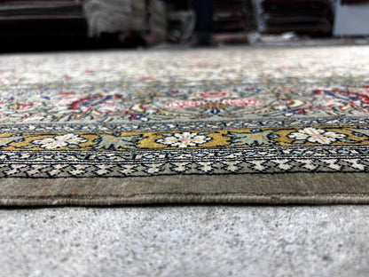 7'x11'6" Very Fine Hand-Knotted Wool & Silk Qume Rug