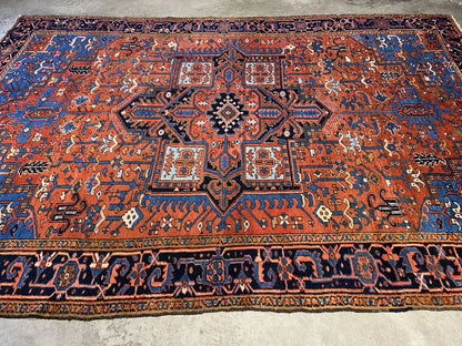 Collector Item- 7’9”x11’5” Antique Hand-Knotted 100% Wool Pile Serapie Area Rug