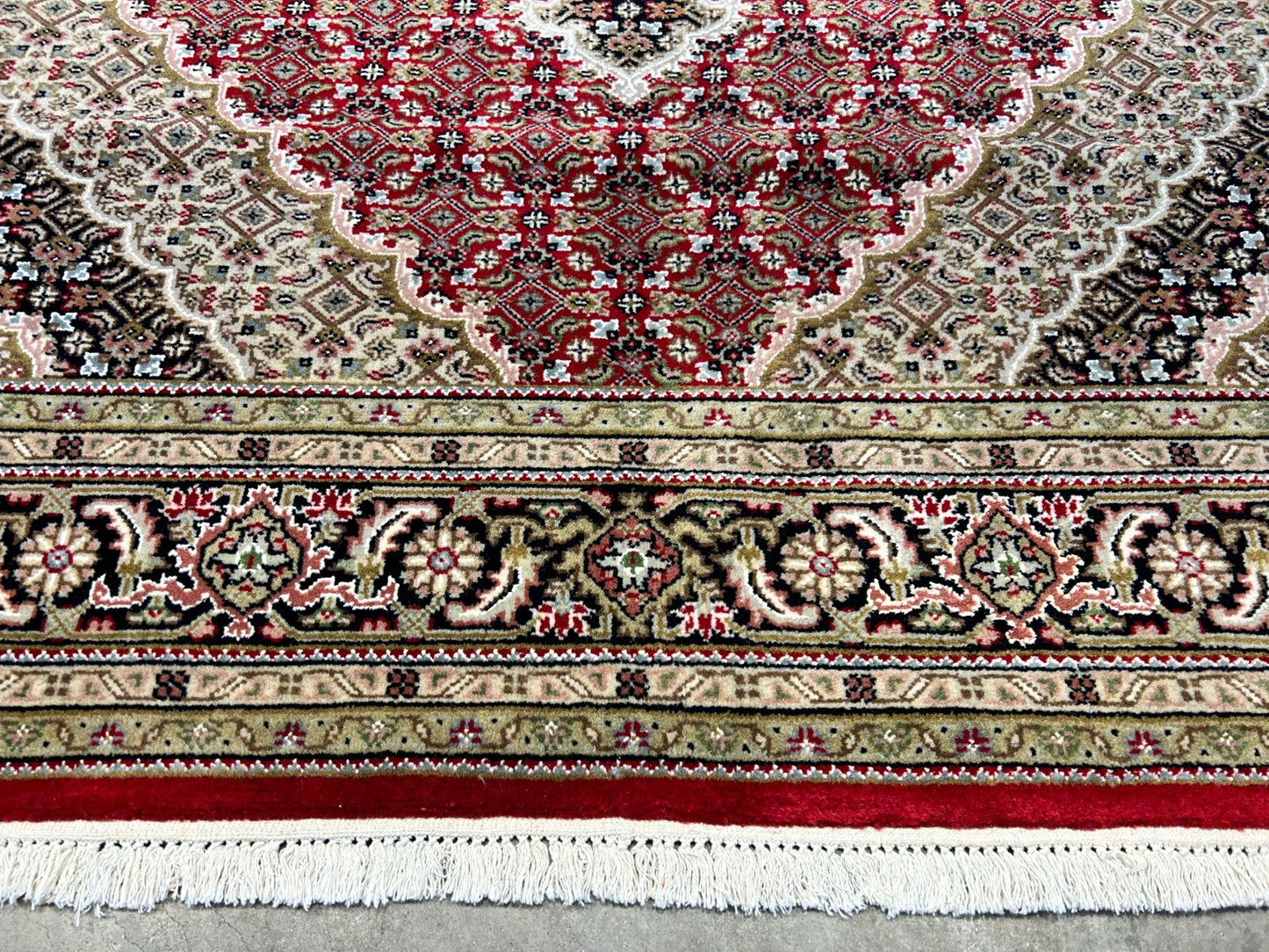 6'1"x8'9" Hand-Knotted 100% Wool Pile Tabrize Design Carpet - Area Rug
