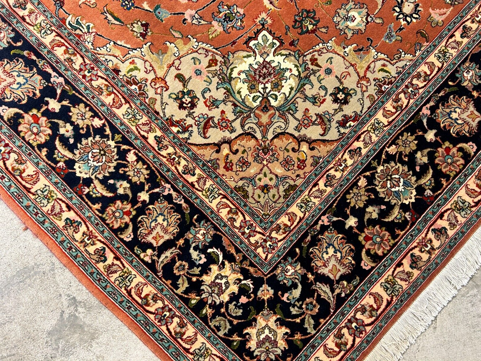 6'9"x10'2" Fine Hand-Knotted Wool & Silk Blend Tabrize Carpet - Area Rug