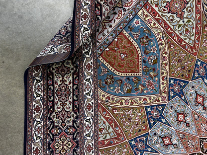 8'3"x10'5" Very Fine Hand-Knotted Wool & Silk Tabrize Rug