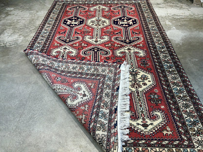 6'2"x9'0" Hand-Knotted 100% Wool Pile Indian Serapi Carpet - Area Rug