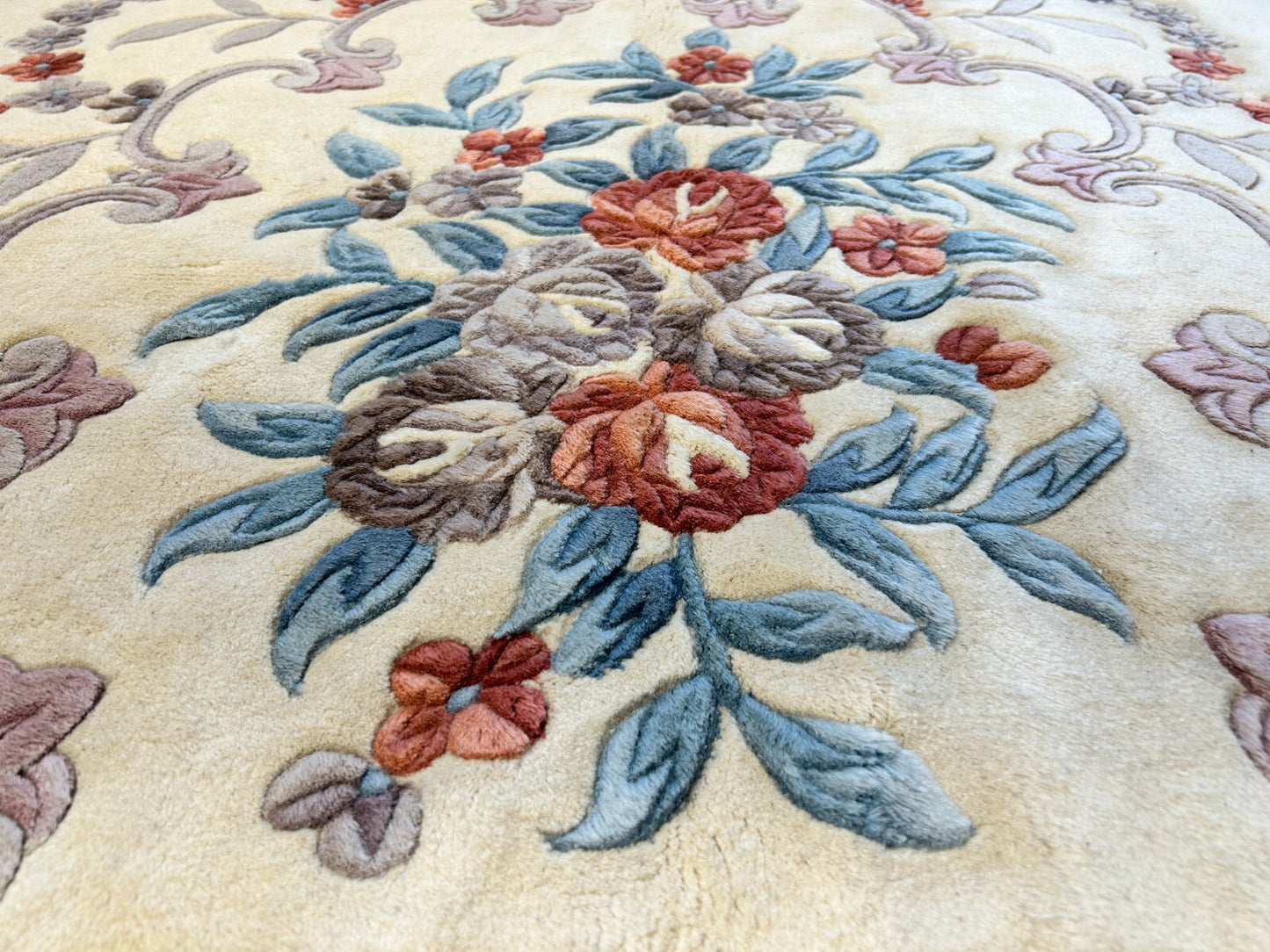8'2" x 11'2" Hand-Knotted 100% Wool Carpet - Chinese Aubusson Area Rug