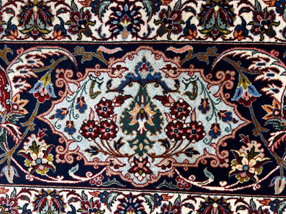 8'1"x11'9" Very Fine Hand-Knotted Wool & Silk Isfahane Area Rug - Signed