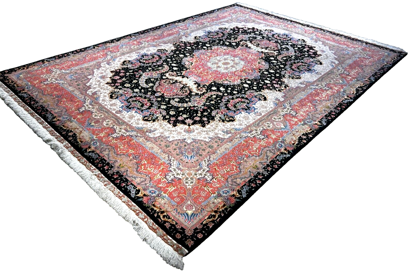 8'2"x11'7'' Hand-Knotted Very Fine Silk & Wool Pile Tabrize Benam Area Rug