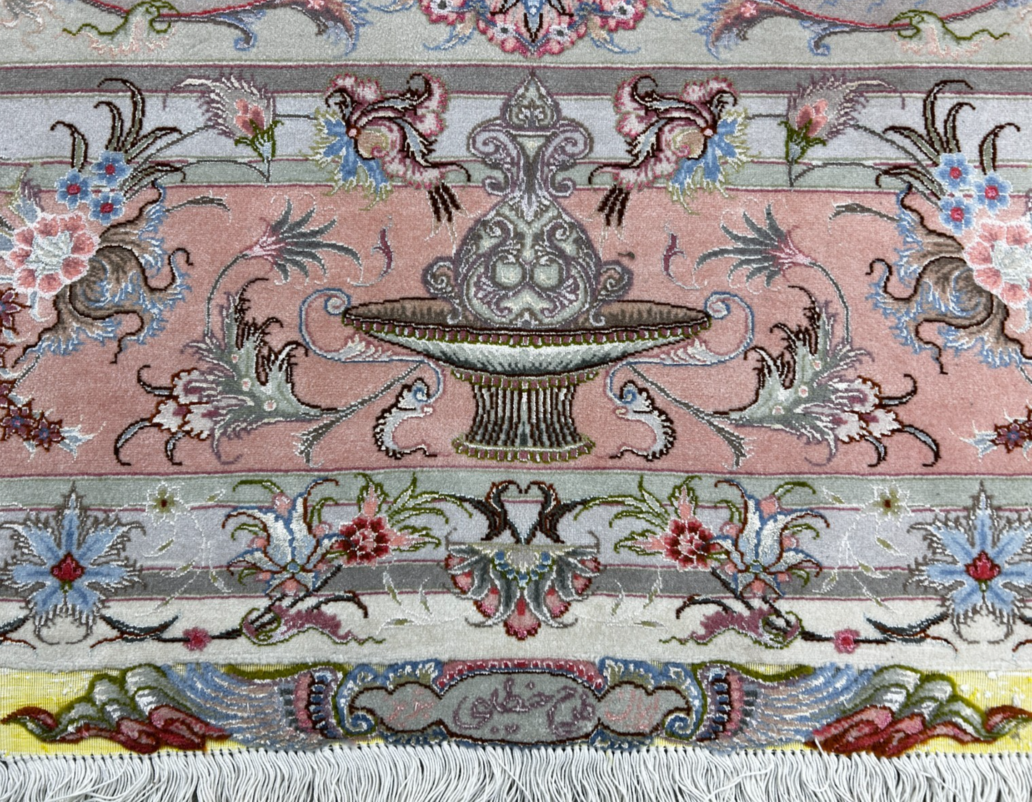 8'3"x11'7" Extremely Fine Hand-Knotted Wool & Silk Tabrize Area Rug - Signed