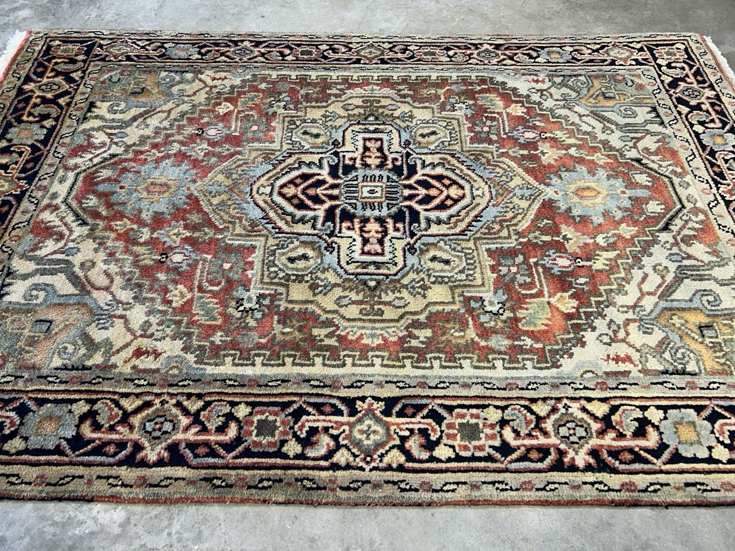 4’1”x6’1” Hand-Knotted 100% Wool Indoserapi Area Rug - Carpet