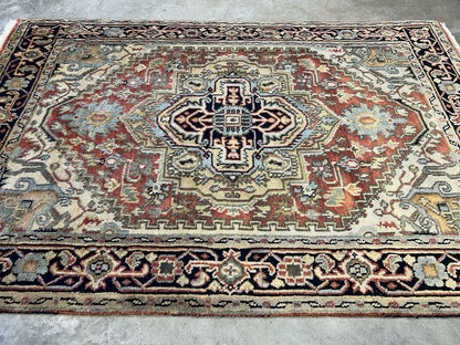 4’1”x6’1” Hand-Knotted 100% Wool Indoserapi Area Rug - Carpet
