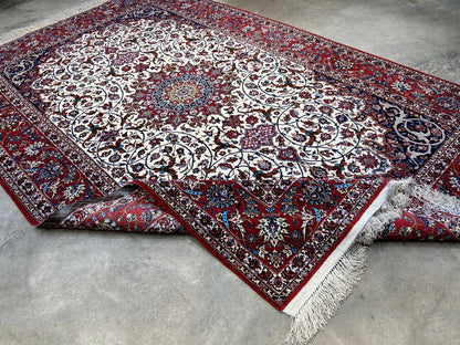 6'6"x10'2" Extra-Fine Hand-Knotted Wool & Silk  Isfahane Seirafian Rug - Signed