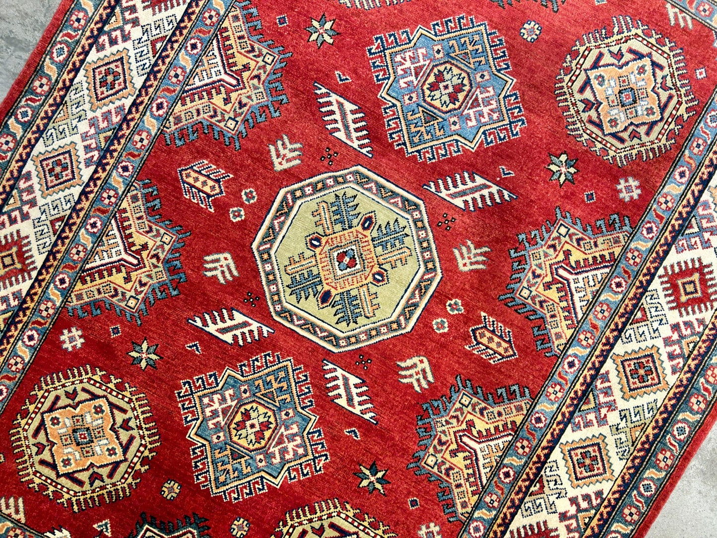 5'7"x7'10" Hand-Knotted 100% Wool Carpet - Fine Kazak Area Rug