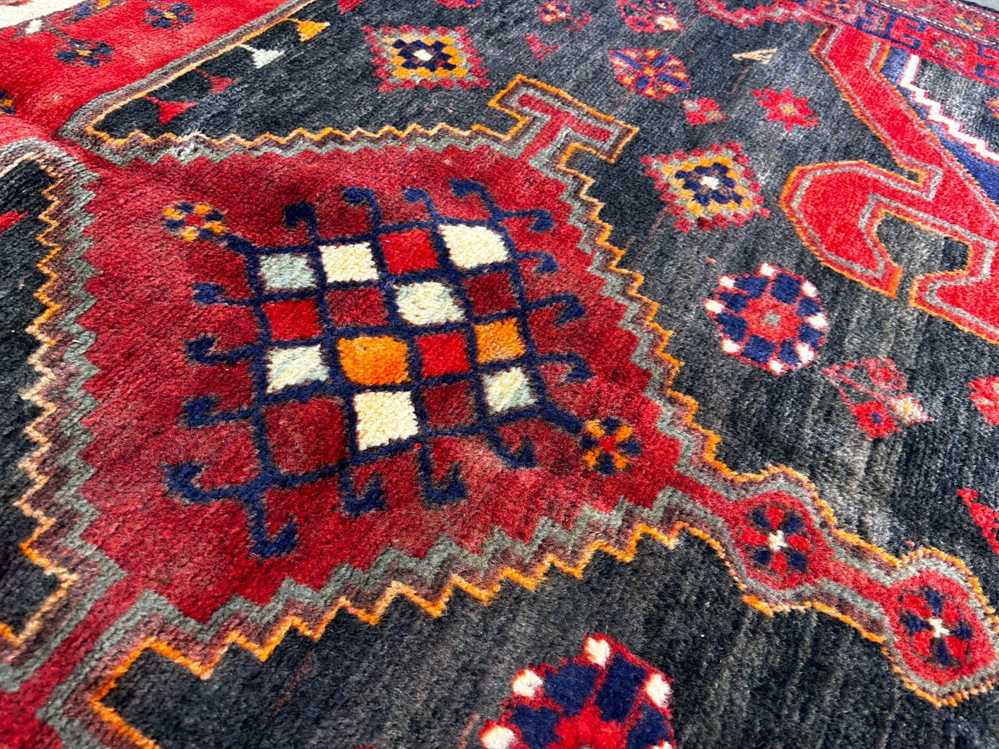 4'10" x 9'5" Hand-Knotted 100% Wool Pile Hamadane Area Rug - Carpet