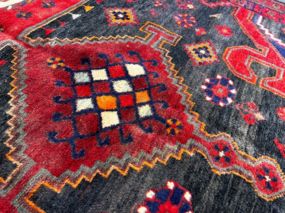 4'10" x 9'5" Hand-Knotted 100% Wool Pile Hamadane Area Rug - Carpet