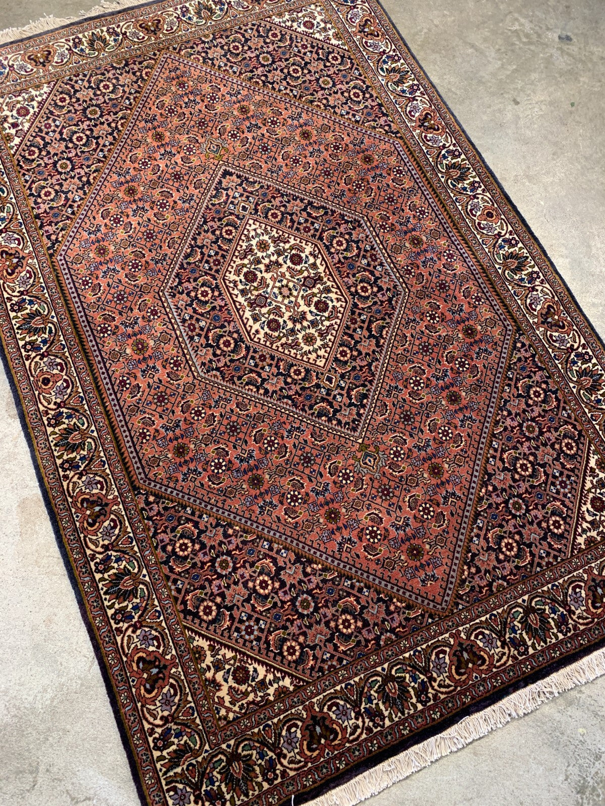 3'7"x5'7" Hand-Knotted 100% Wool Pile Bijare Carpet - Area Rug