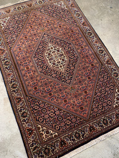 3'7"x5'7" Hand-Knotted 100% Wool Pile Bijare Carpet - Area Rug