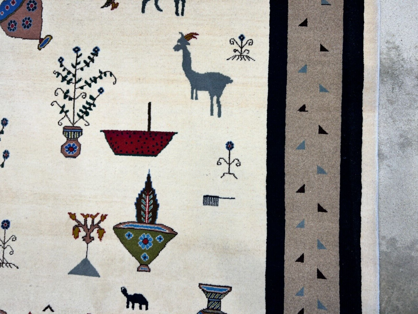 6'6"x9'1" Hand-Knotted 100% Wool Pile Gabeh Carpet - Area Rug