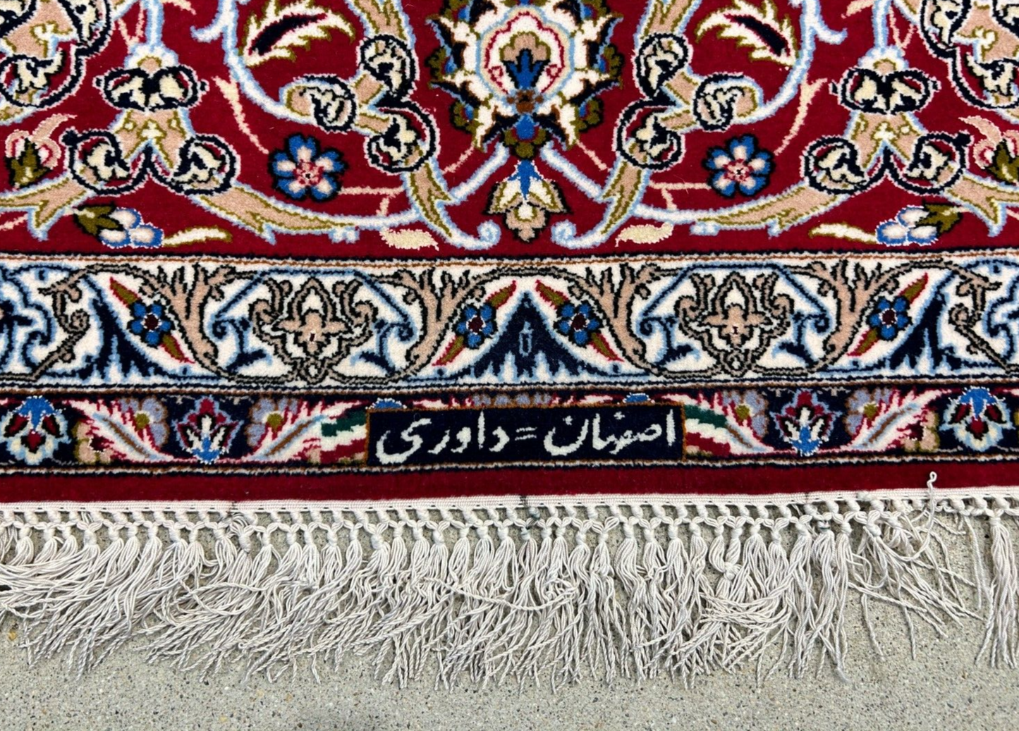 6'9"x10' Extra-Fine Hand-Knotted Wool & Silk Blend Isfahane Area Rug - Signed