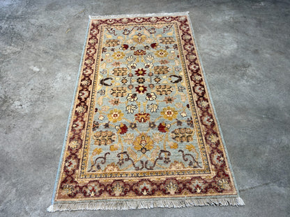 3'x5'2" Fine Hand-Knotted 100% Wool Pile Pakpishawar Area Rug