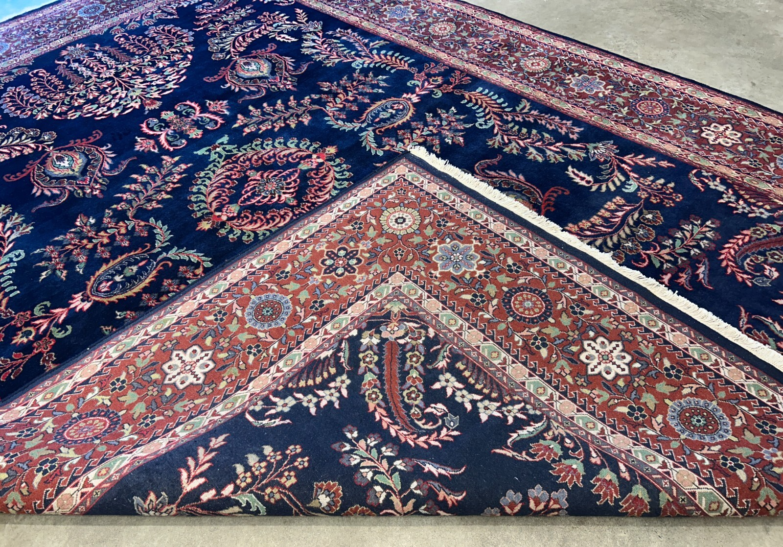 8'9"x12'1" Hand-Knotted 100% Wool Pile IndoSarouke Rug