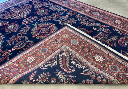8'9"x12'1" Hand-Knotted 100% Wool Pile IndoSarouke Rug