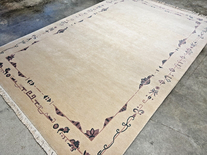 6'7"x9'10" Hand-Knotted 100% Wool Pile Indo-Nepali Carpet - Area Rug