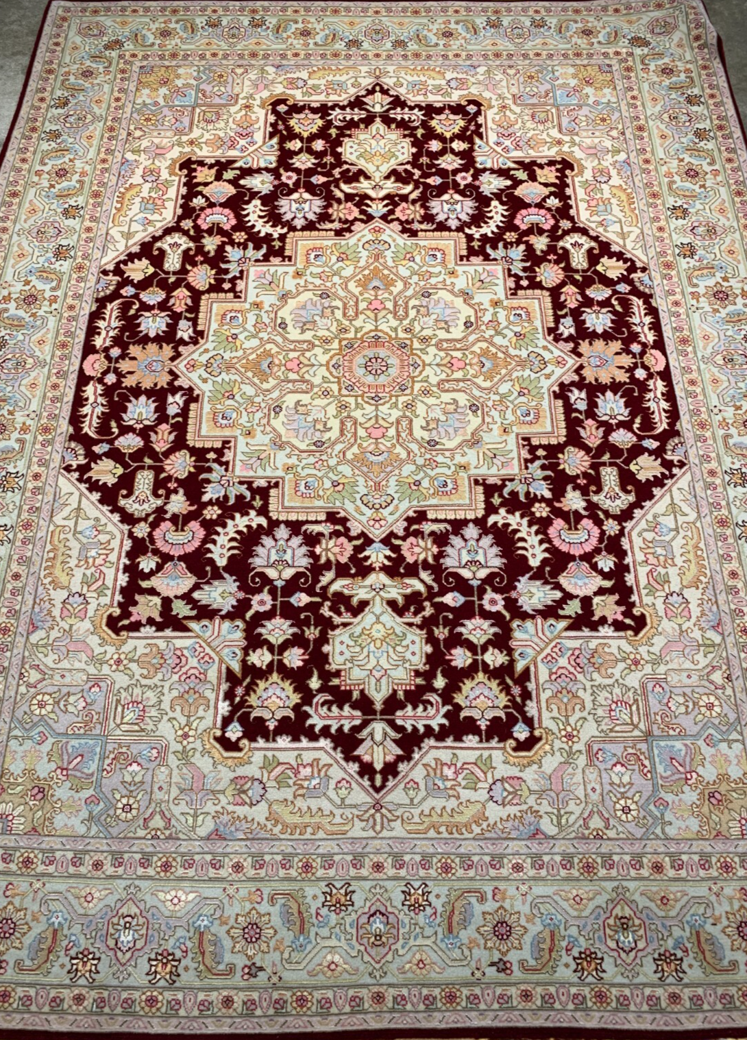 5'x7'1" Very Fine Hand-Knotted Wool & Silk Blend Tabrize Carpet - Area Rug