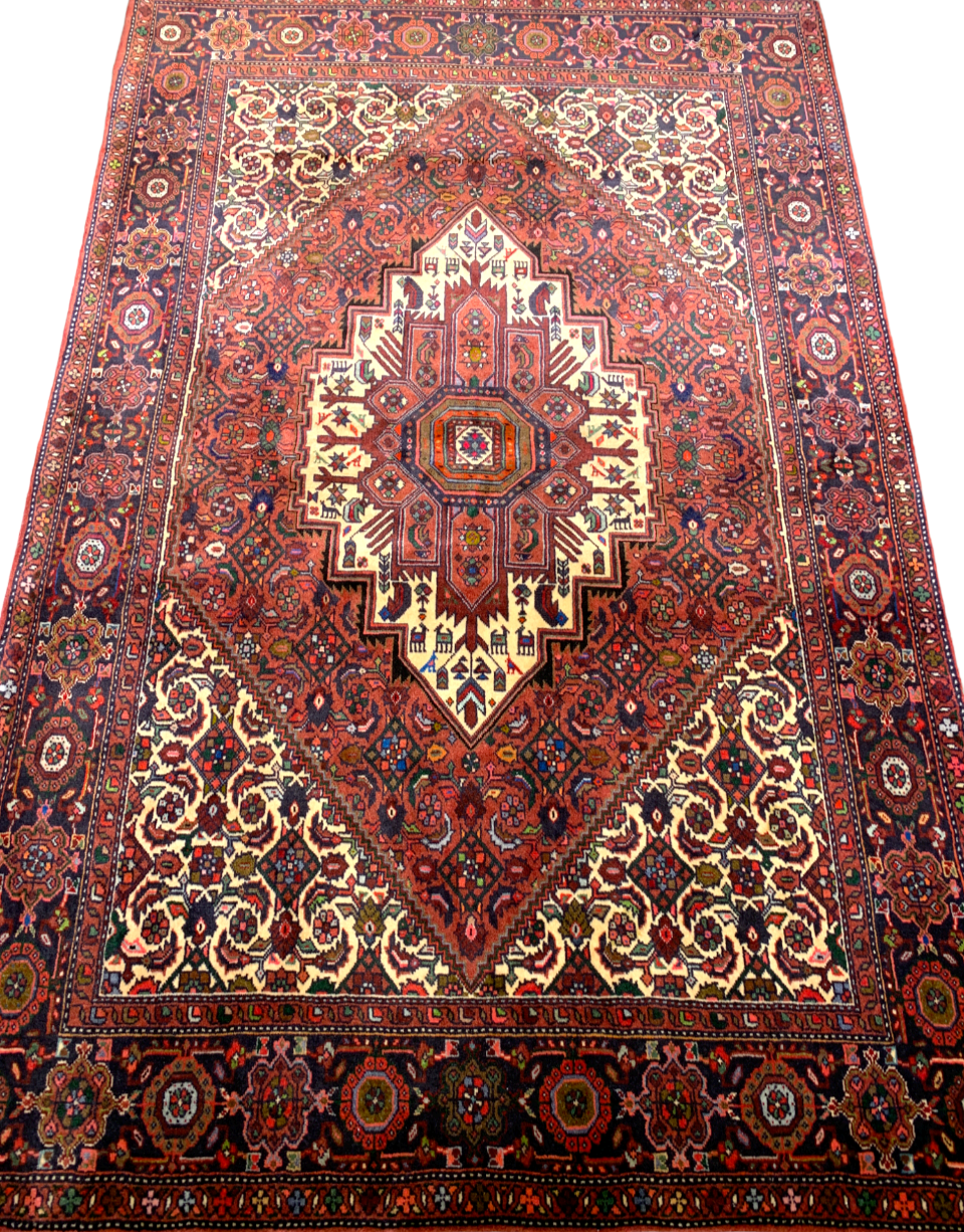 4'2"x6'6" Hand-Knotted 100% Wool Pile Bijare Gholtoghe Carpet - Area Rug