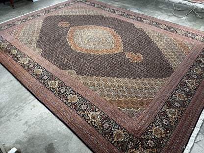 8'4"x11'6" Fine Hand-Knotted Wool & Silk Oriental Rug - Area Carpet