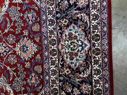 8'1"x11'9" Extra Fine Hand-Knotted Wool & Silk Isfahane Rug