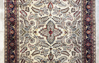 8'8"x11'8" Hand-Knotted 100% Lamb Wool Sarouke Design Carpet - Area Rug