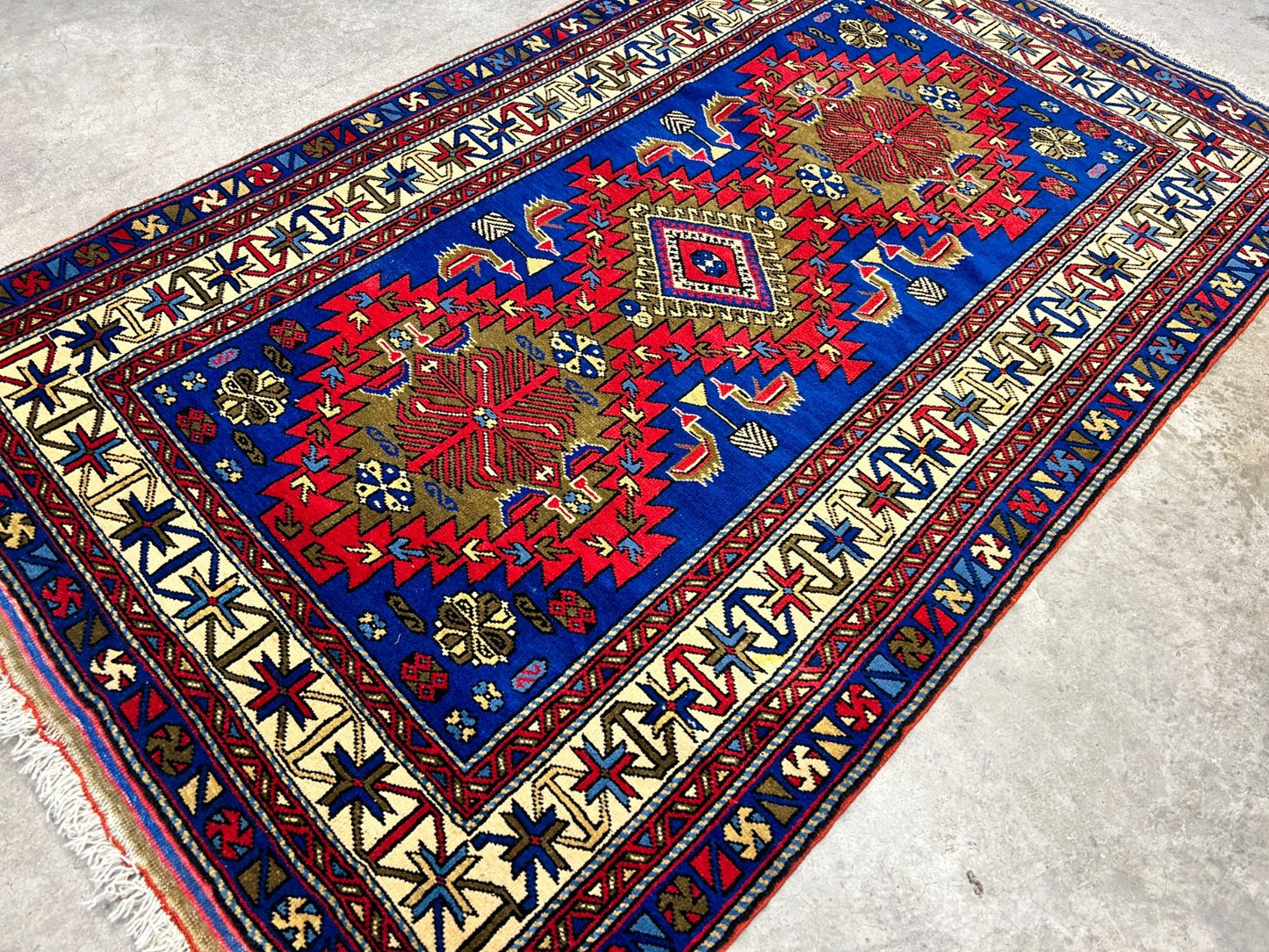 3'6"x5'9" Hand-Knotted 100% Wool Pile Yalamehe Rug
