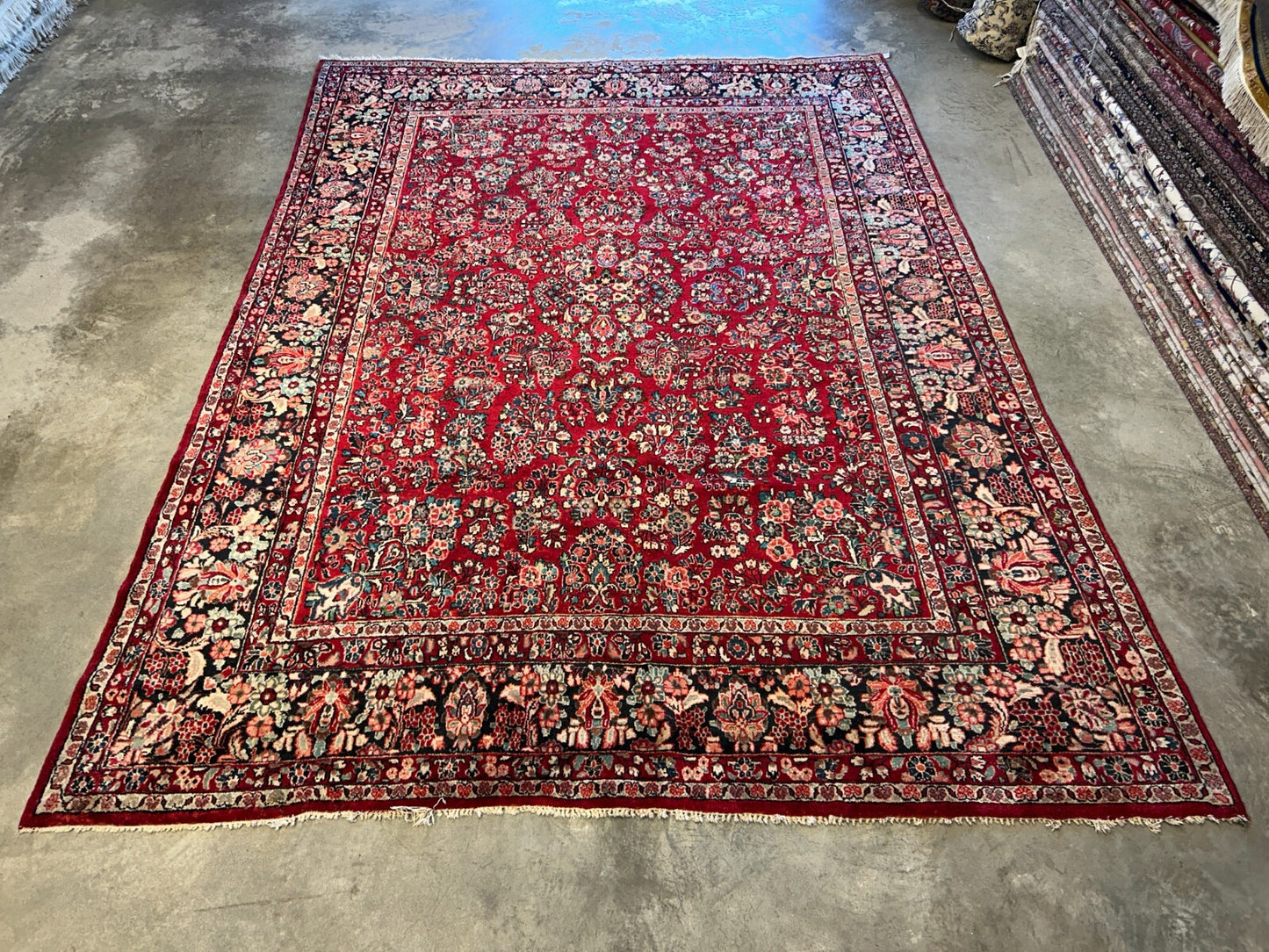 8'10"x12'2" Antique Fine Lamb Wool Sarouke Rug Hand-knotted Carpet