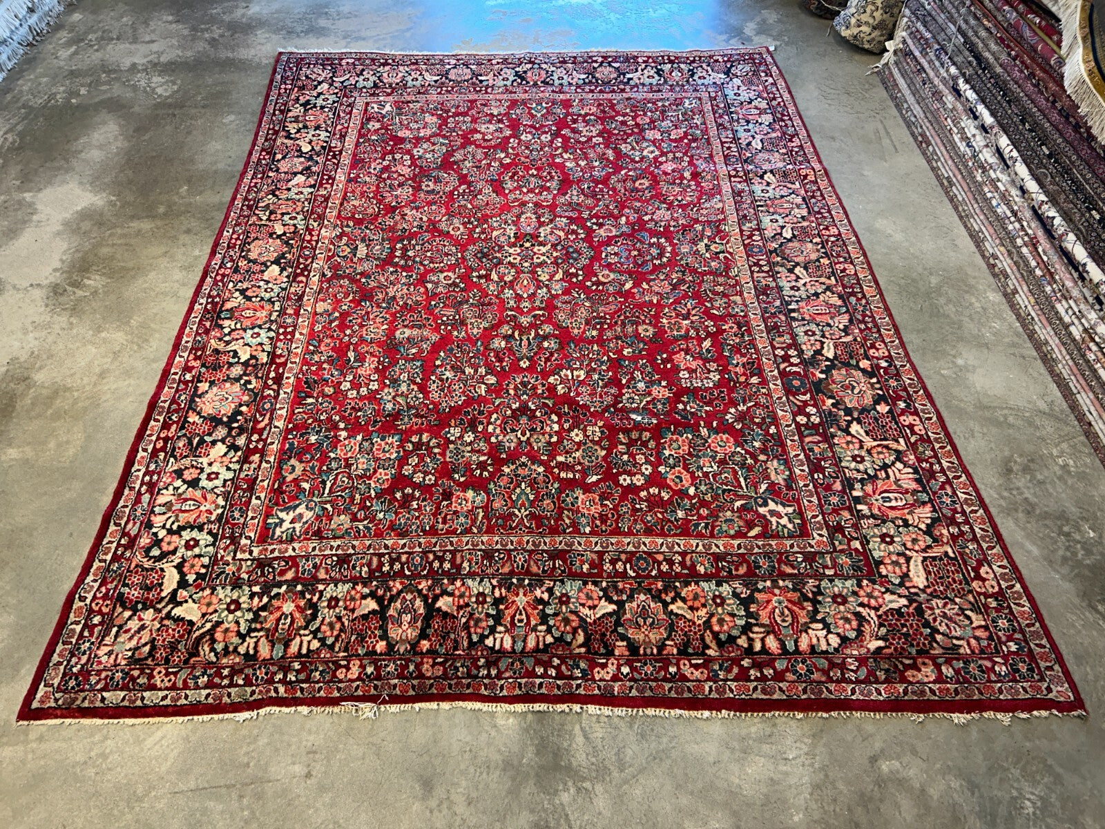 8'10"x12'2" Antique Fine Lamb Wool Sarouke Rug Hand-knotted Carpet
