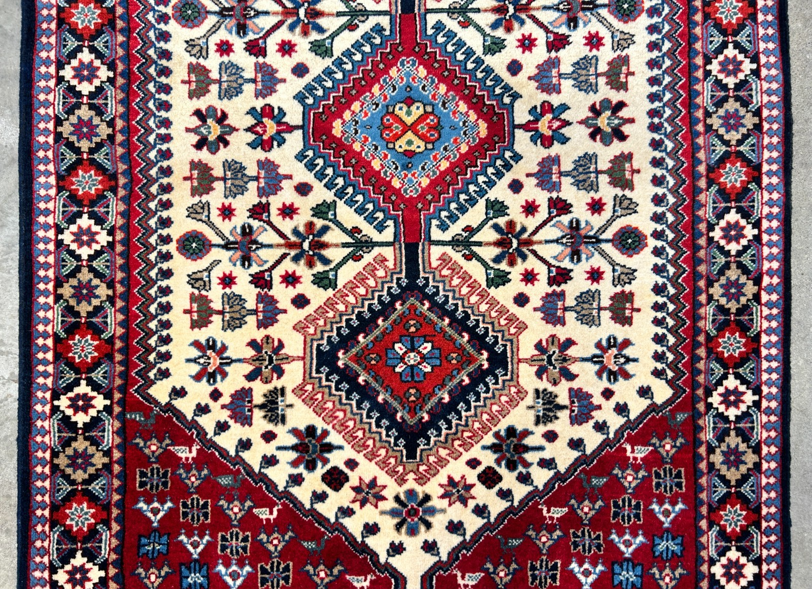 3'5"x5' Hand-Knotted 100% Wool Pile Yalamehe Rug