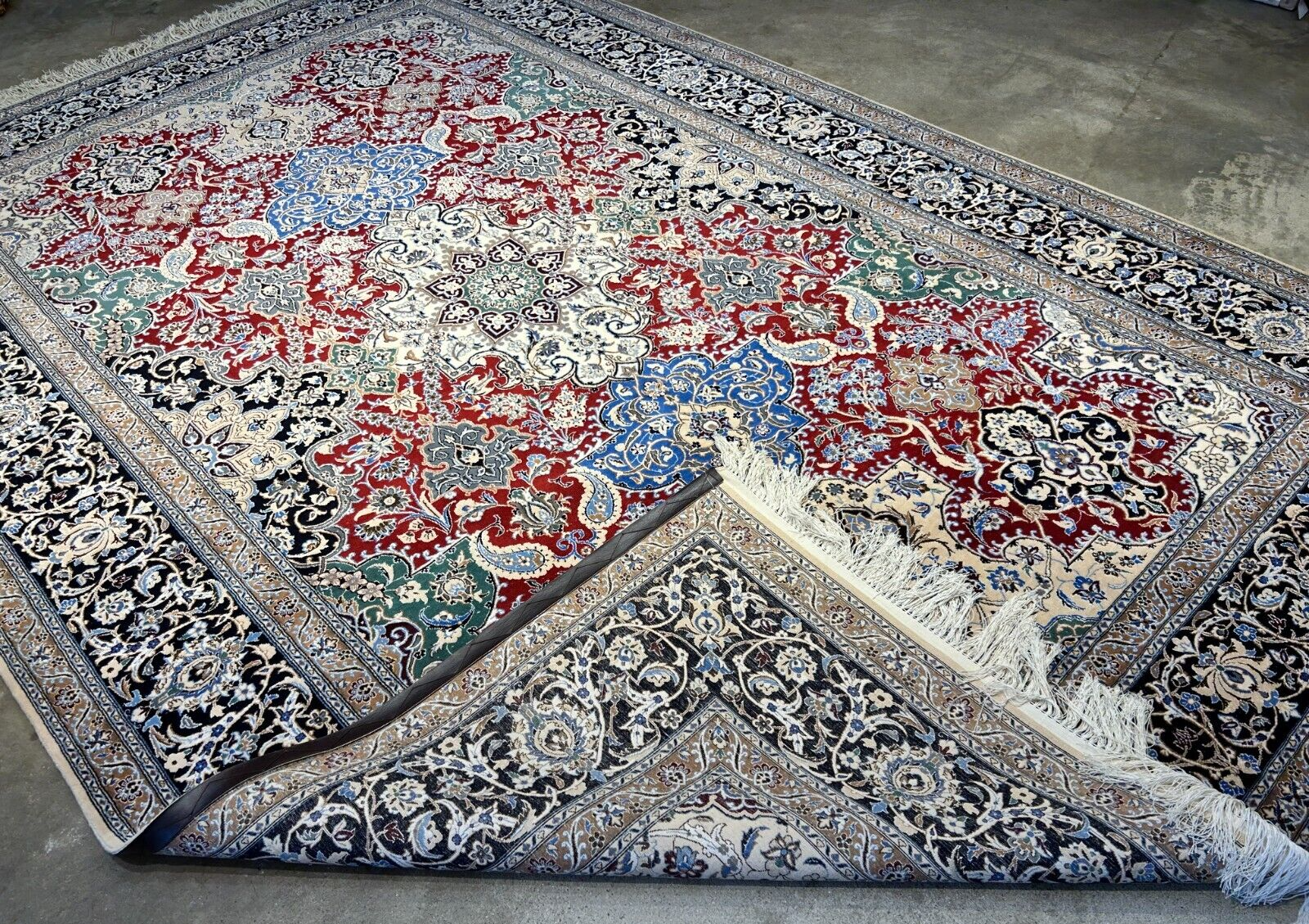 6'8"x10' Very Fine Hand-Knotted Wool & Silk Naine Rug - Area Carpet