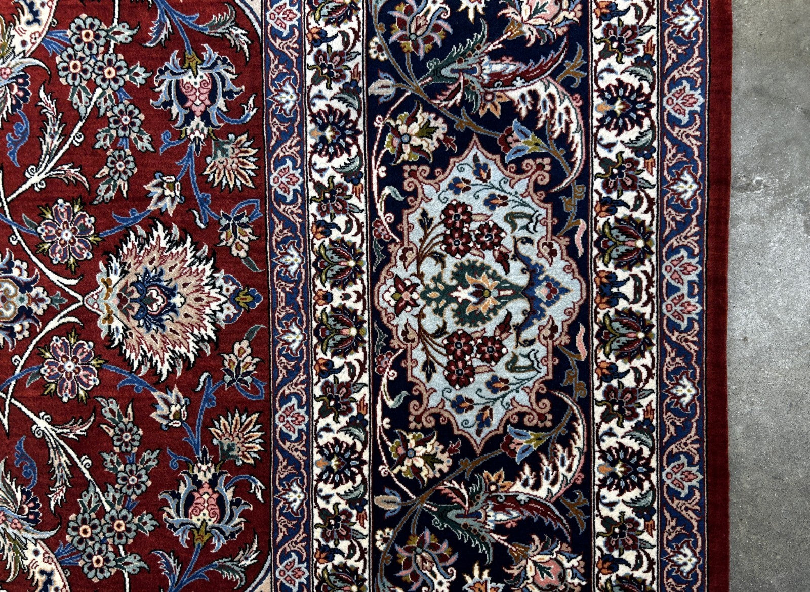 8'1"x11'9" Very Fine Hand-Knotted Wool & Silk Isfahane Area Rug - Signed