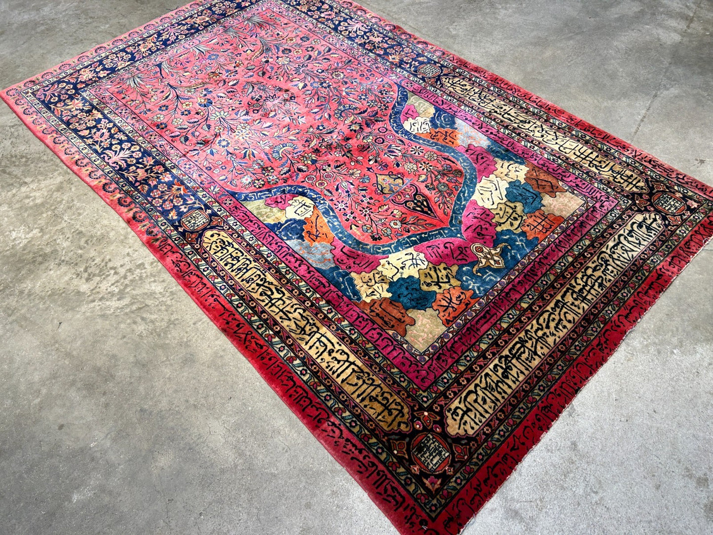 4'1"x6'10" Collector Antique Extra Fine Hand-Knotted 100% Wool Kashane Rug