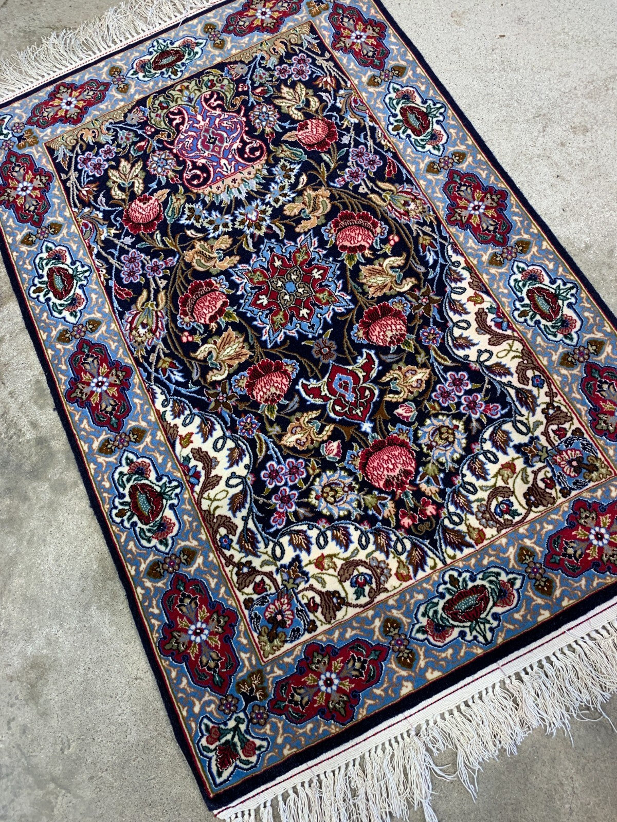 2'3"x3'6" Hand-Knotted Silk & Wool Esfahane Carpet - Area Rug